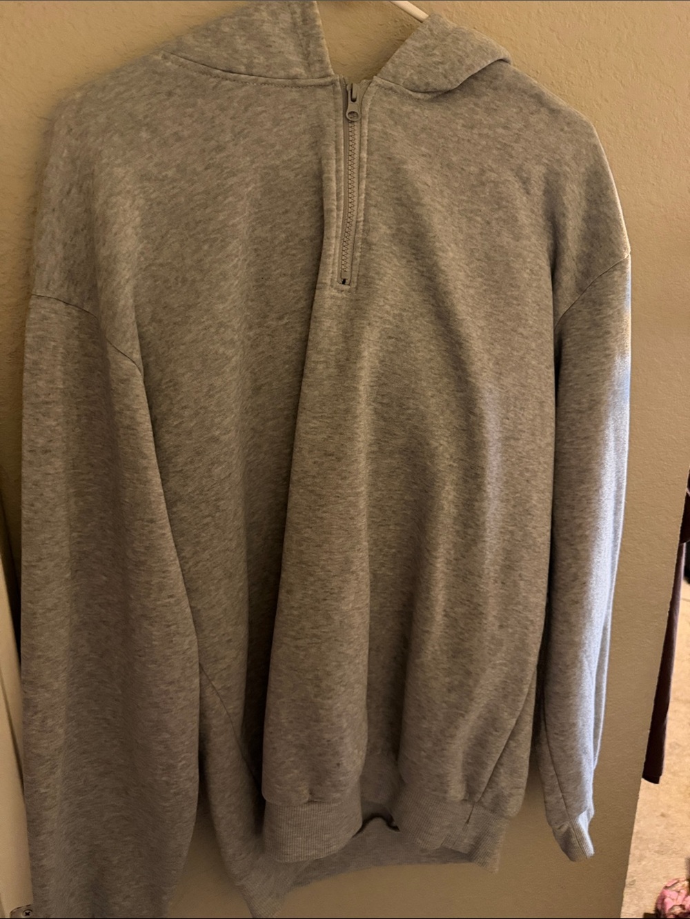 Women's Heather Gray Half-Zip Hooded Pullover